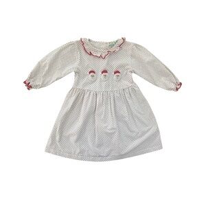 Sugar Dumplin Polka Dot Santa Embroidered dress 2T